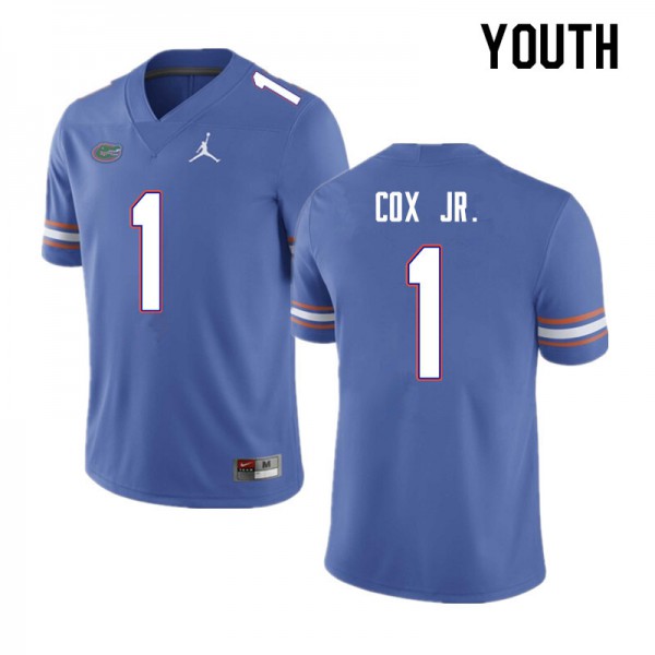 Youth #1 Brenton Cox Jr. Florida Gators College Football Jerseys Blue